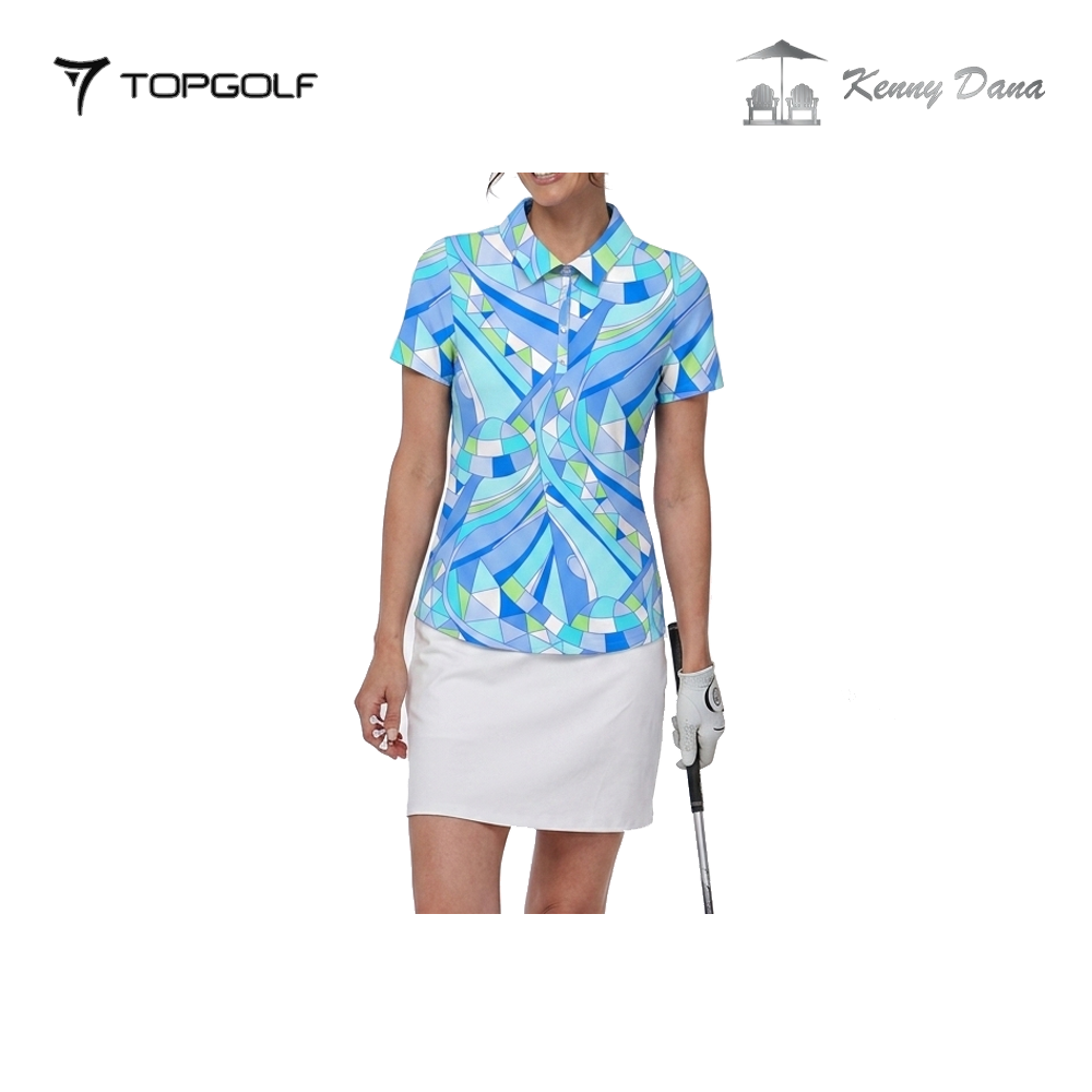 KENNY DANA POLO W 49215 MOSAIC PERI LIME SHORT SLEEVE POLO SHIRT