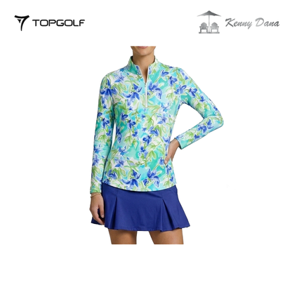 KENNY DANA ZIP MOCK NECK W 62652-2 ORCHID ISLE JADE BLUE