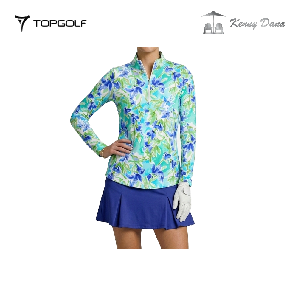 KENNY DANA ZIP MOCK NECK W 62652-2 ORCHID ISLE JADE BLUE