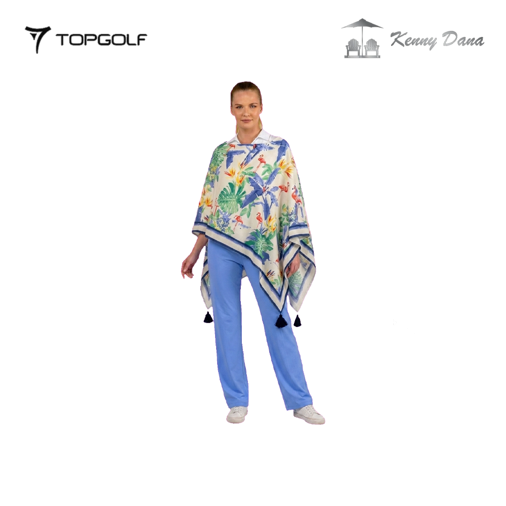 KENNY DANA TOPPER W 10326-1 FLAMINGO PALM PONCHO