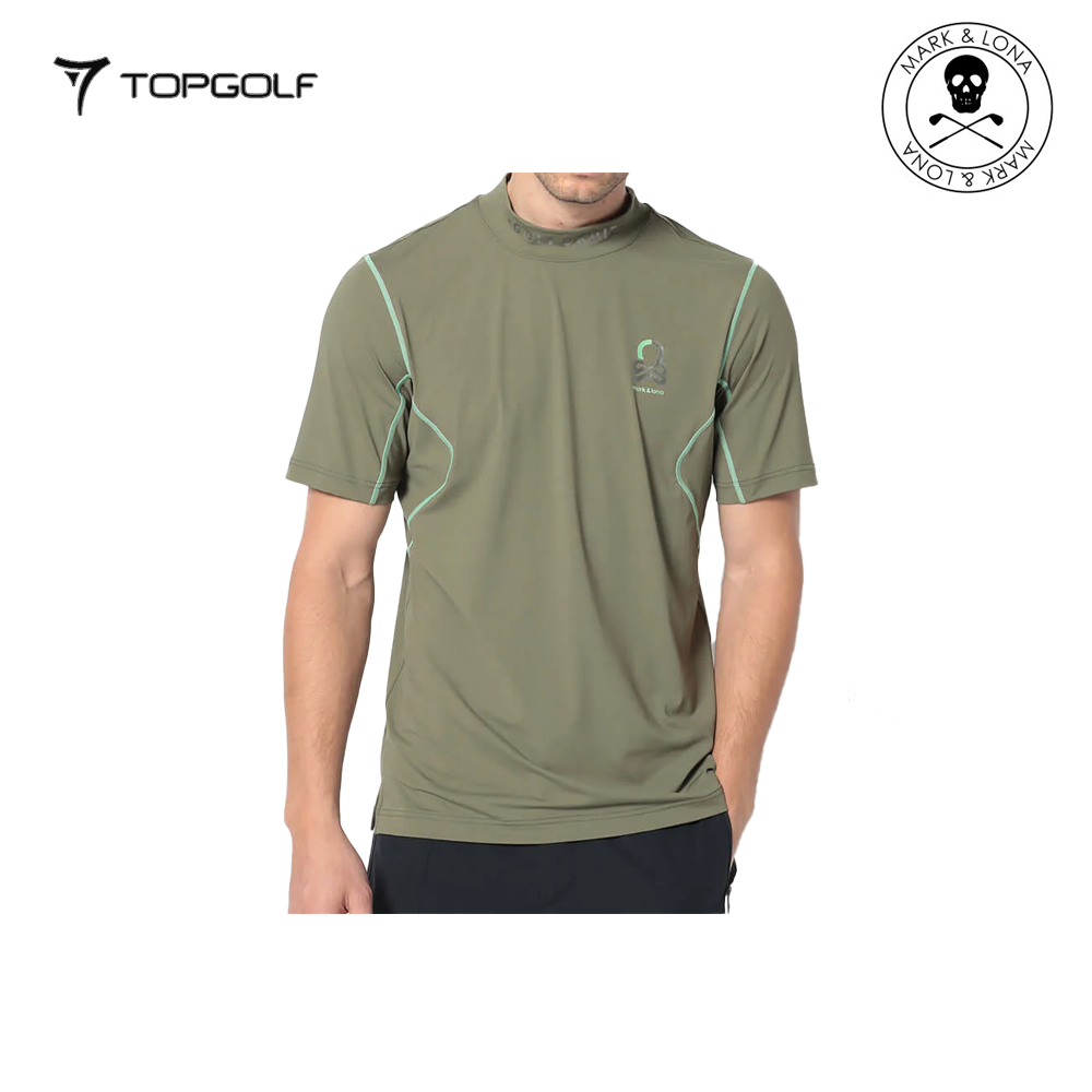 MARK&LONA Fluxx Mock Neck Shirt Men Khaki