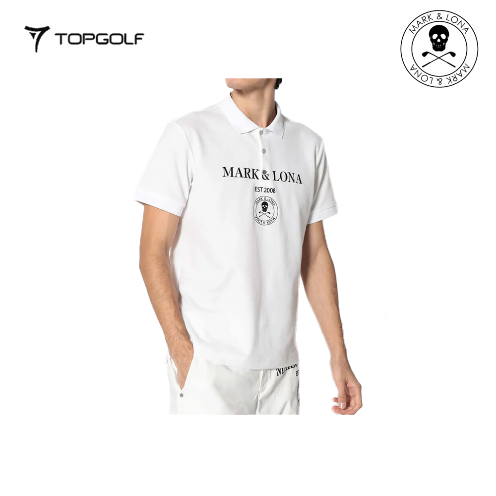 MARK&LONA Gauge Camouflage Jacquard Polo Men White