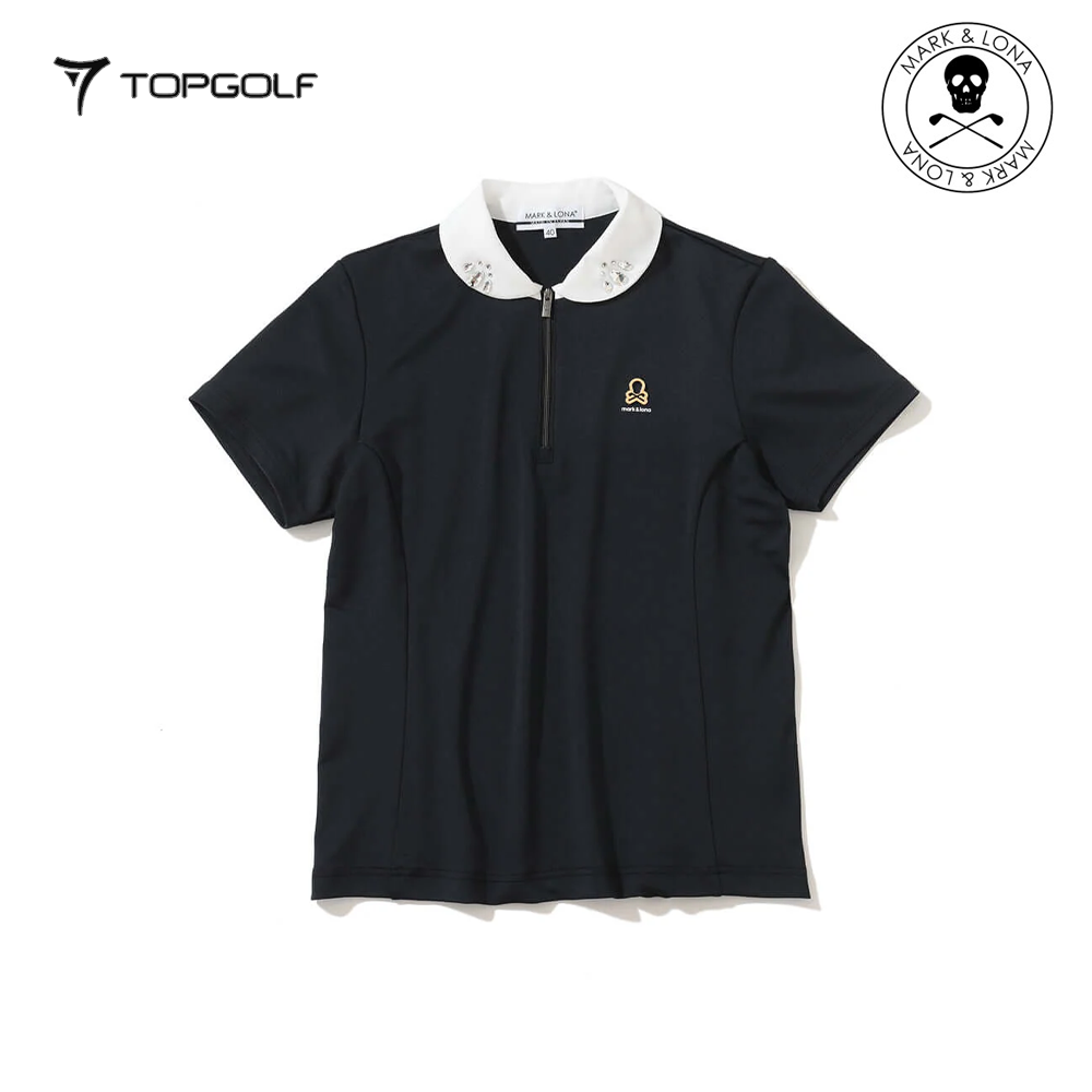 MARK&LONA Noble Swarovski Zip Polo Women Black