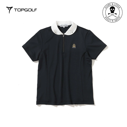 MARK&LONA Noble Swarovski Zip Polo Women Black