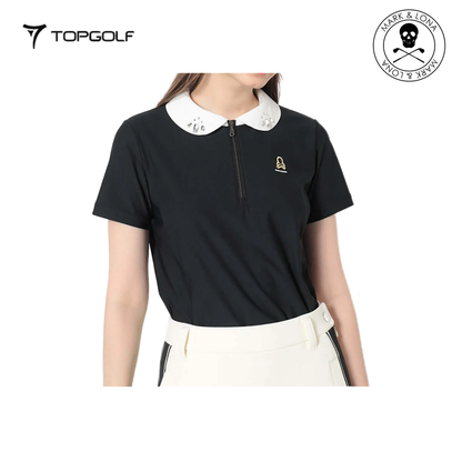 MARK&LONA Noble Swarovski Zip Polo Women Black