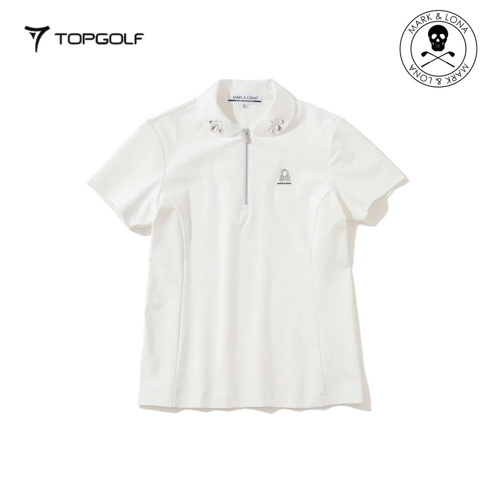 MARK&LONA Noble Swarovski Zip Polo Women White