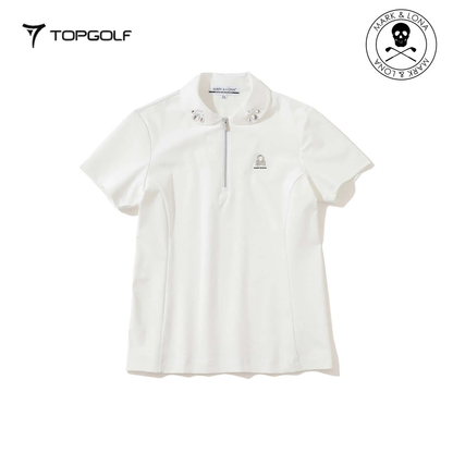 MARK&LONA Noble Swarovski Zip Polo Women White