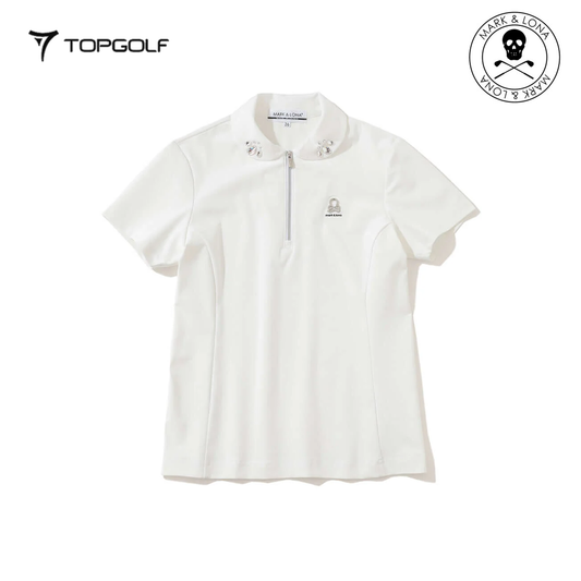 MARK&LONA Noble Swarovski Zip Polo Women White