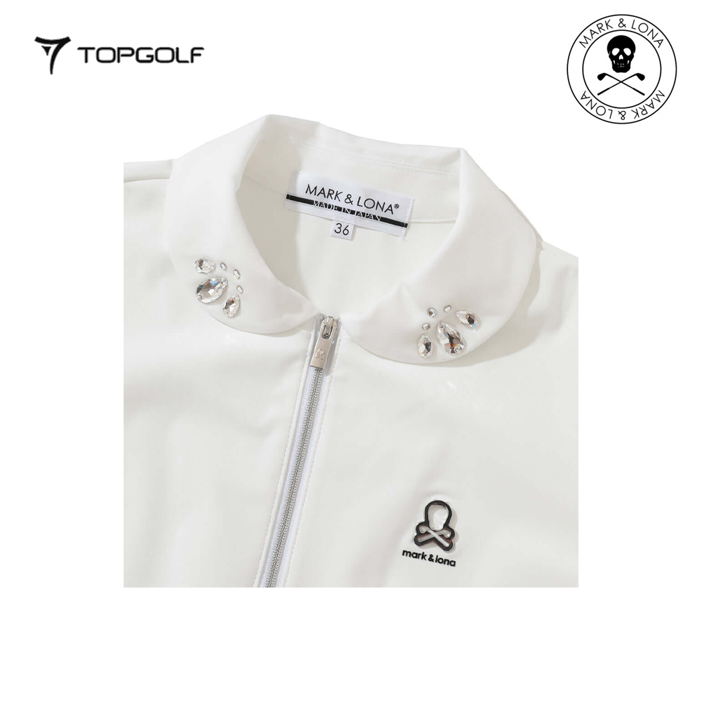 MARK&LONA Noble Swarovski Zip Polo Women White