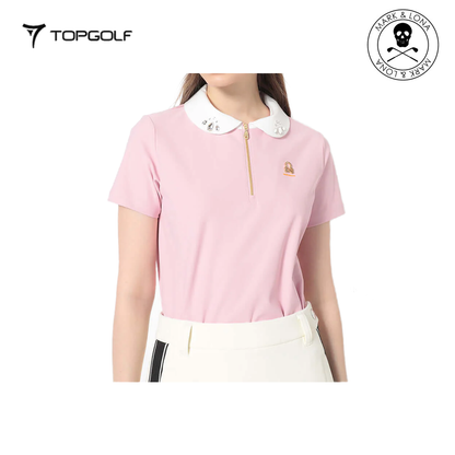 MARK&LONA Noble Swarovski Zip Polo Women Pink