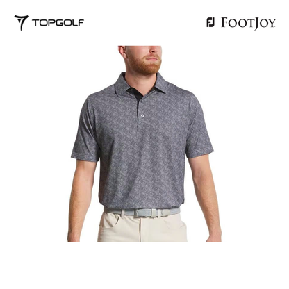 FOOTJOY POLO MEN SHIRT 32774 FS SPECKLE PRT LSL BLACK/WHITE