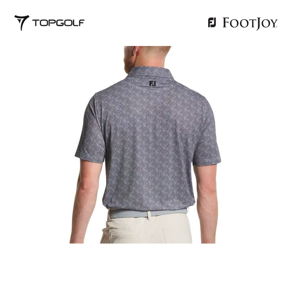 FOOTJOY POLO MEN SHIRT 32774 FS SPECKLE PRT LSL BLACK/WHITE