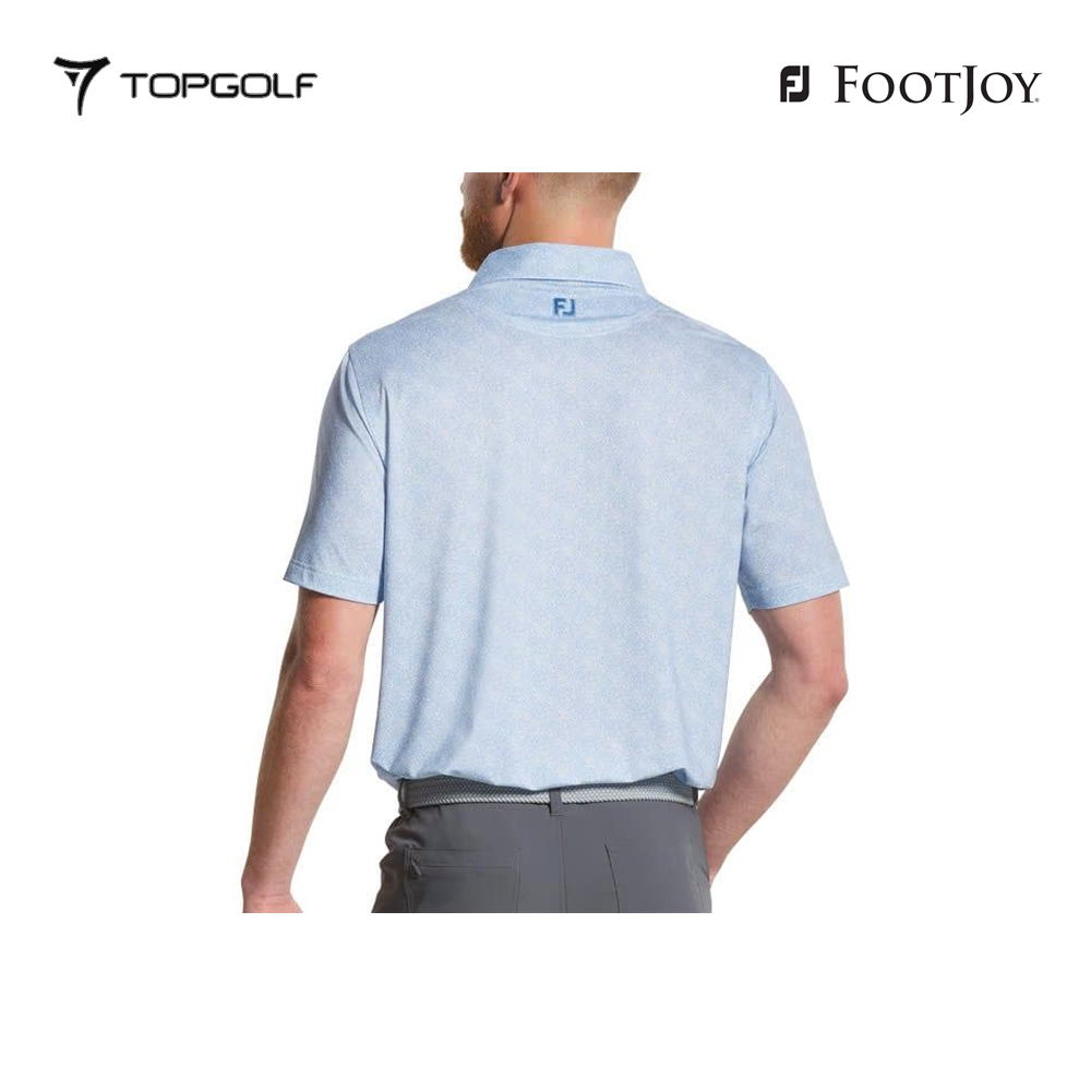 FOOTJOY POLO MEN SHIRT 32772 FS SPECKLE PRT LSL BLUE JAY/WHITE