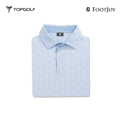 FOOTJOY POLO MEN SHIRT 32772 FS SPECKLE PRT LSL BLUE JAY/WHITE