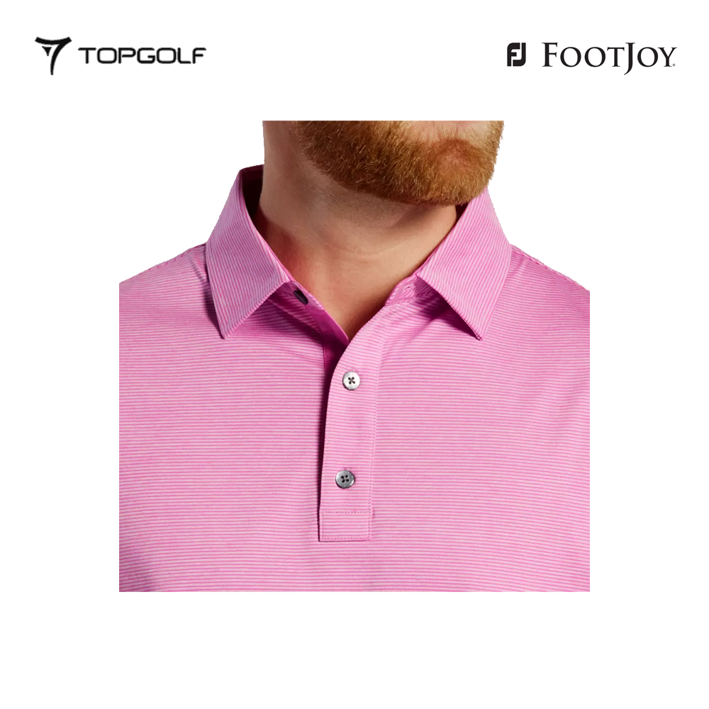 FOOTJOY POLO M 31372 EW HEATHER STRIPE LSL PINK