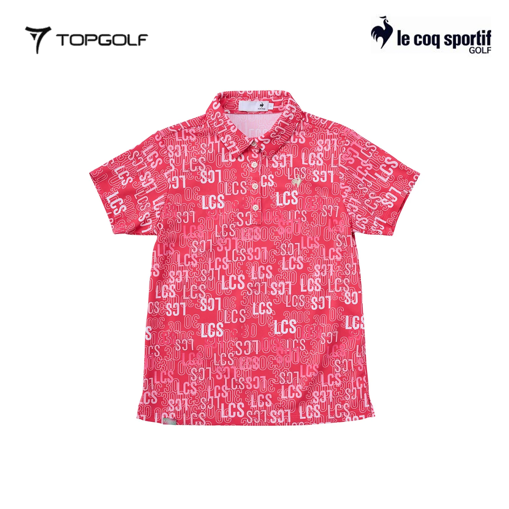 LE COQ POLO WOMEN LG5SHS10L30TH SHORT SLEEVE ALL-OVER RED