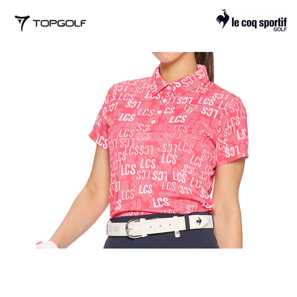 LE COQ POLO WOMEN LG5SHS10L30TH SHORT SLEEVE ALL-OVER RED