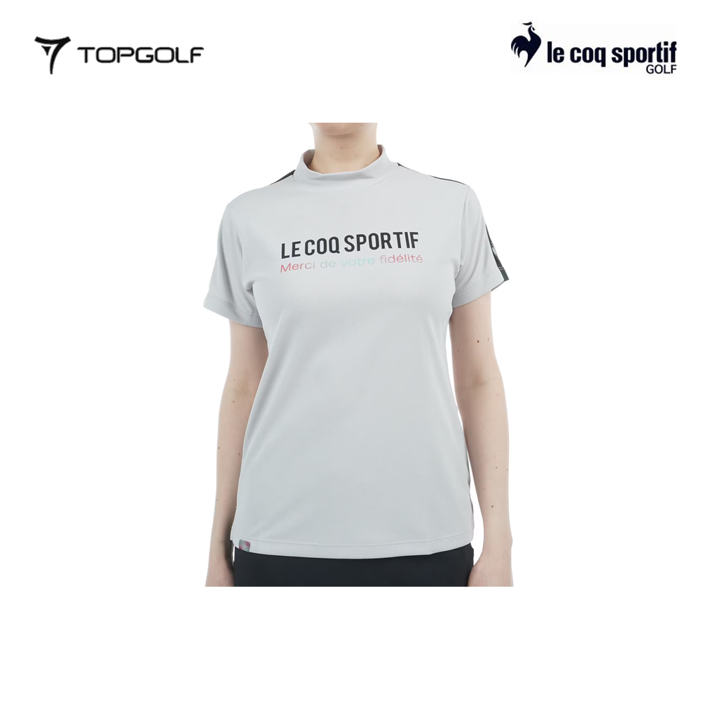 LE COQ POLO WOMEN LG5SHS53L 30TH MOCK NECK SHORT GRAY