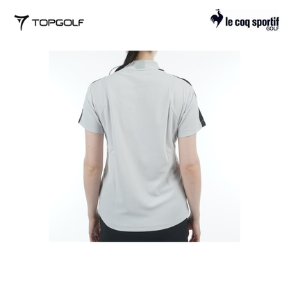 LE COQ POLO WOMEN LG5SHS53L 30TH MOCK NECK SHORT GRAY