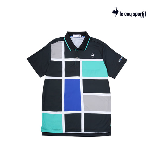 atasan pria golf Le Coq Polo M Lg5Shs02M Mondrian Short Sleeve Bk00 25Ss