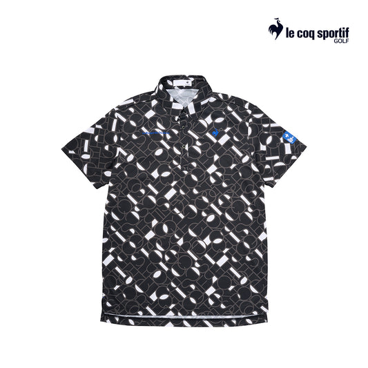 atasan pria golf Le Coq Polo M Lg5Shs03M Mondrian Logo Short Sleeve Bk00 25Ss
