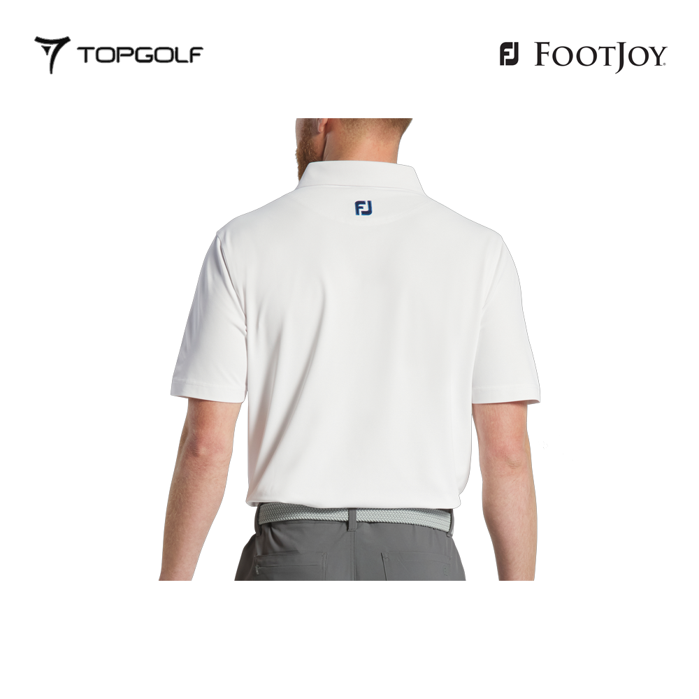 FOOTJOY POLO M 31383 EF STRH PIQ FLORAL TRIM WH