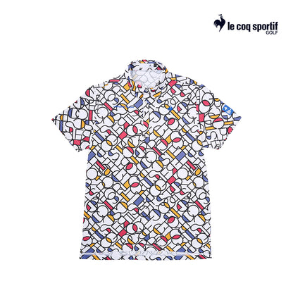 atsan pria golf Le Coq Polo M Lg5Shs03M Mondrian Logo Short Sleeve Wh00 25Ss