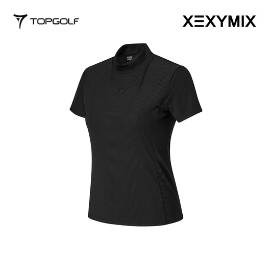 XEXYMIX RIBBED MOCK NECK SLIMFIT SHORT SLEEVE XGFST04J2 BLACK