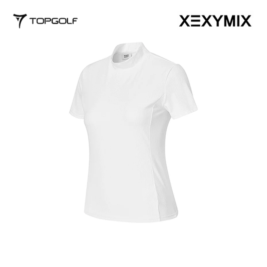 XEXYMIX RIBBED MOCK NECK SLIMFIT SHORT SLEEVE XGFST04J2 WHITE