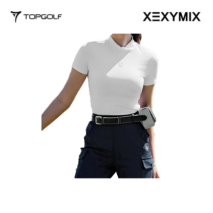 XEXYMIX RIBBED MOCK NECK SLIMFIT SHORT SLEEVE XGFST04J2 WHITE