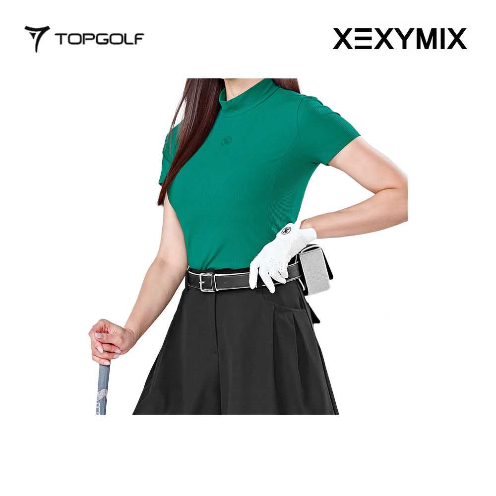 XEXYMIX RIBBED MOCK NECK SLIMFIT SHORT SLEEVE XGFST04J2 GREEN