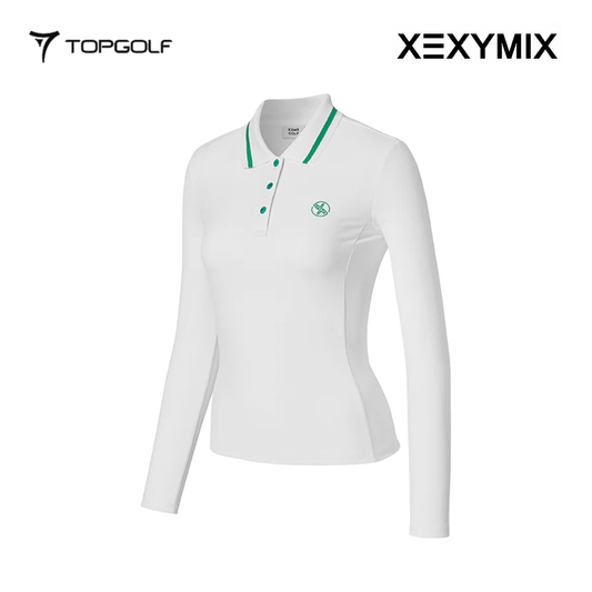 XEXYMIX RIBBED LINE POLO LONG SLEEVE XGFLT01J1 WHITE