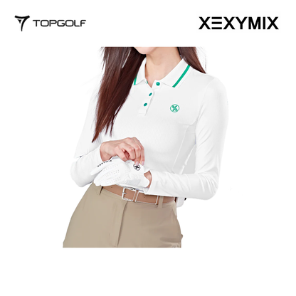XEXYMIX RIBBED LINE POLO LONG SLEEVE XGFLT01J1 WHITE