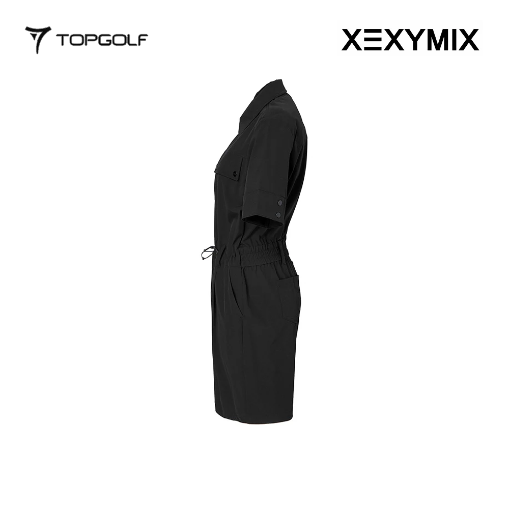 XEXYMIX COMFY WOVEN STRING ZIP UP JUMPSUIT XGFOP02J1 BLACK