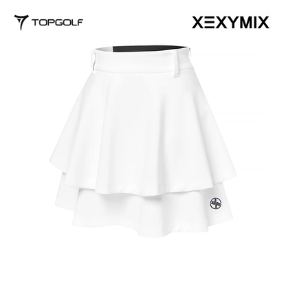 XEXYMIX DOUBLE TIERED FLARED SKIRT XGFSK05J2 WHITE