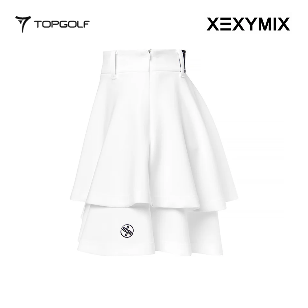 XEXYMIX DOUBLE TIERED FLARED SKIRT XGFSK05J2 WHITE