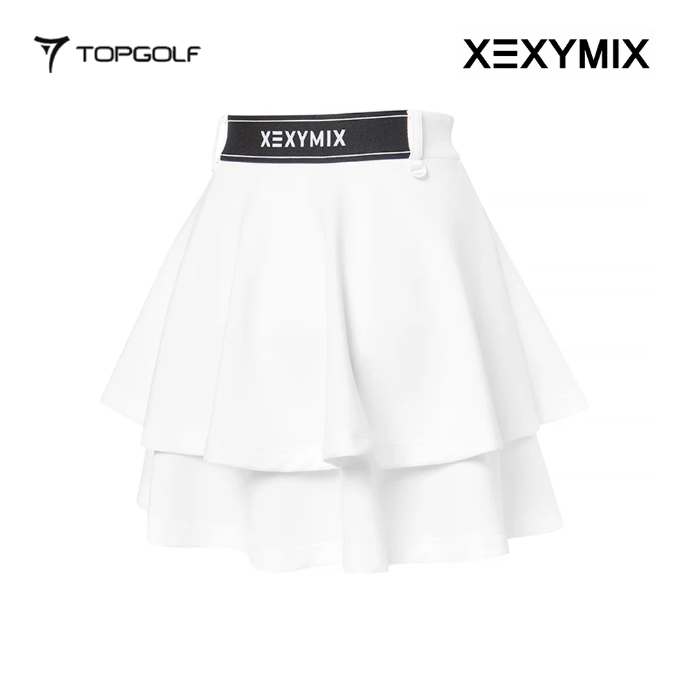 XEXYMIX DOUBLE TIERED FLARED SKIRT XGFSK05J2 WHITE