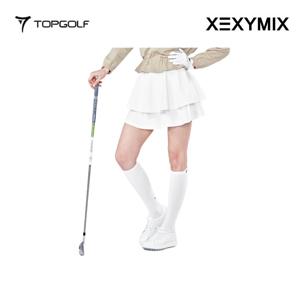 XEXYMIX DOUBLE TIERED FLARED SKIRT XGFSK05J2 WHITE