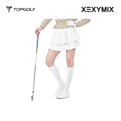 XEXYMIX DOUBLE TIERED FLARED SKIRT XGFSK05J2 WHITE