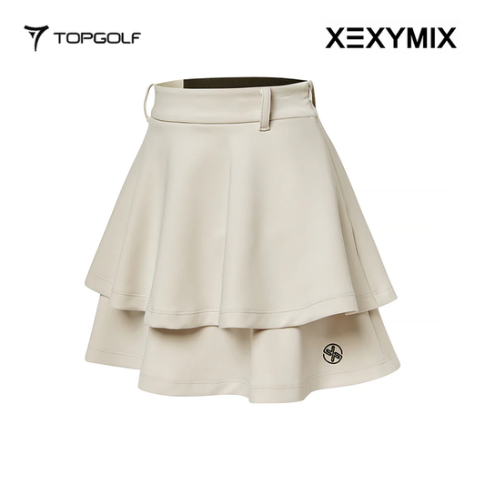 XEXYMIX DOUBLE TIERED FLARED SKIRT XGFSK05J2 BEIGE