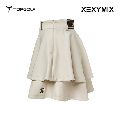 XEXYMIX DOUBLE TIERED FLARED SKIRT XGFSK05J2 BEIGE