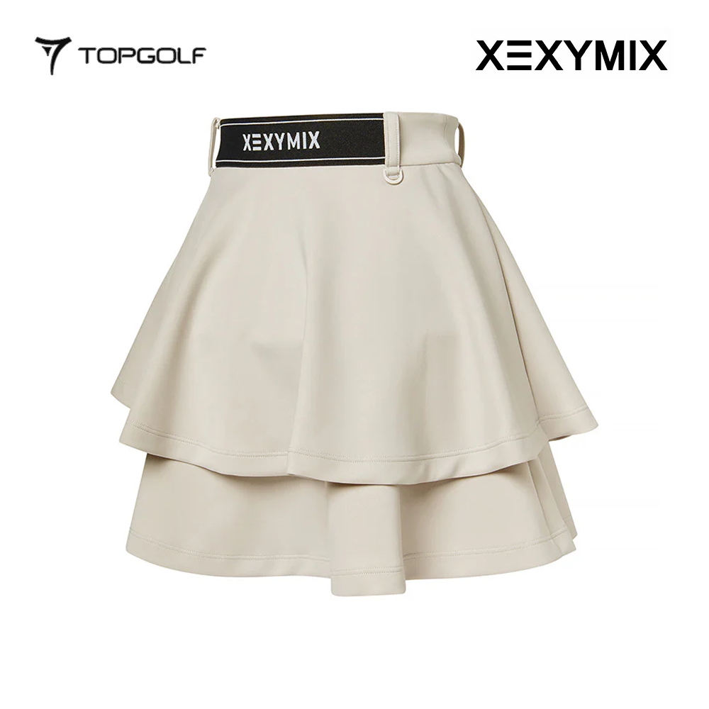 XEXYMIX DOUBLE TIERED FLARED SKIRT XGFSK05J2 BEIGE