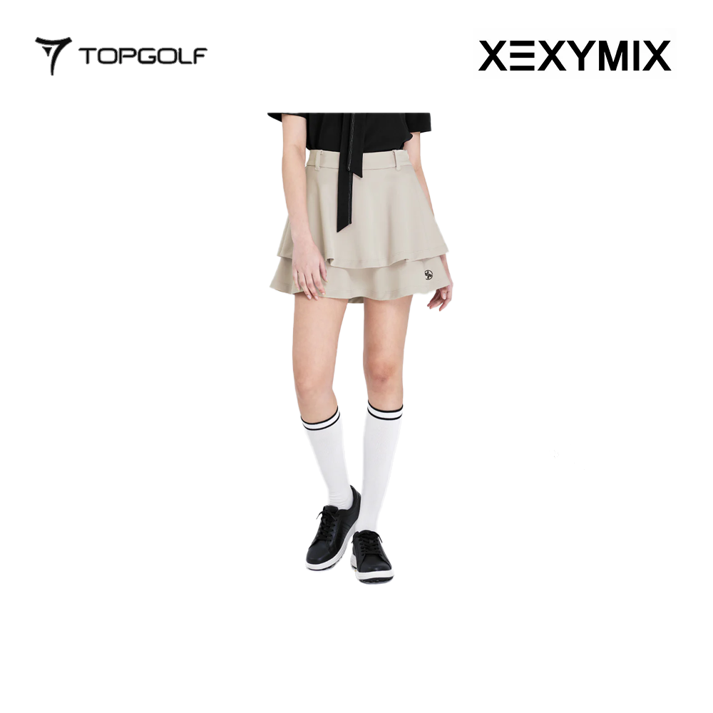 XEXYMIX DOUBLE TIERED FLARED SKIRT XGFSK05J2 BEIGE