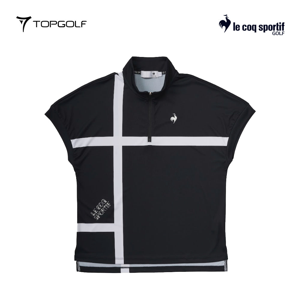 atasan wanita golf  Le Coq Polo W Lg5Shs80Lwide Fit Mondrian Short Half Zip Bk00 25Ss