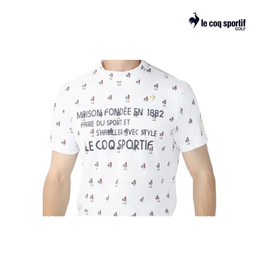 atasan pria Le Coq Polo M Qgmxja21 Rooster Art Pttrn Mock Neck Wh