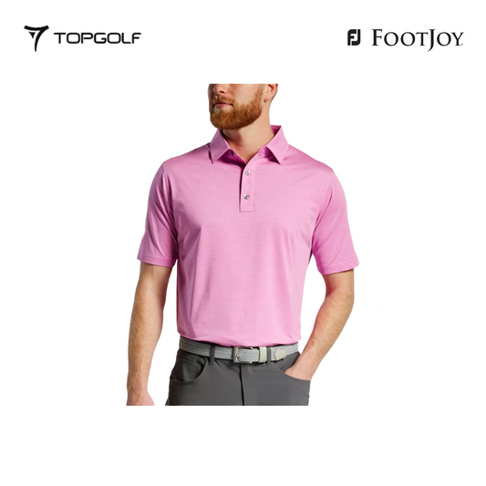 FOOTJOY POLO M 31372 EW HEATHER STRIPE LSL PINK