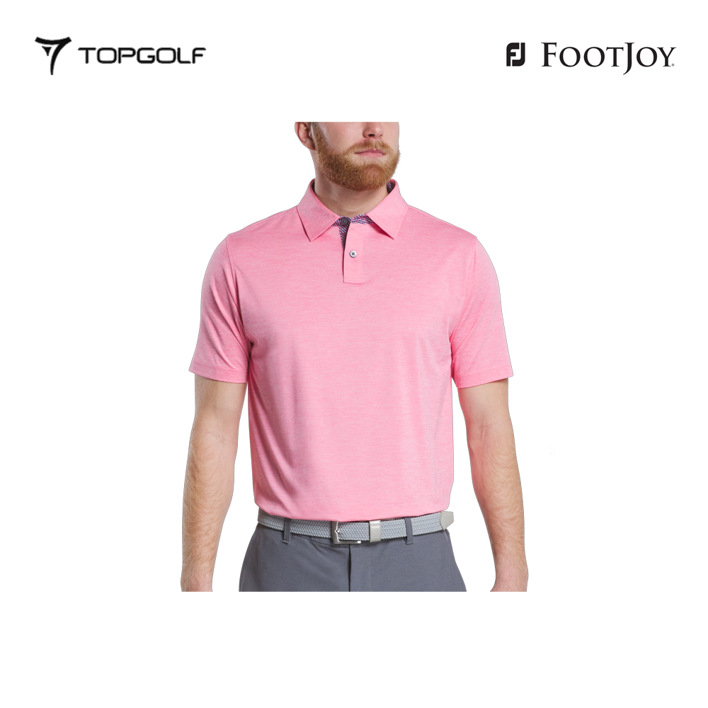 FOOTJOY POLO 32578 FS HTHR LSL LATTICE TRIM PINK