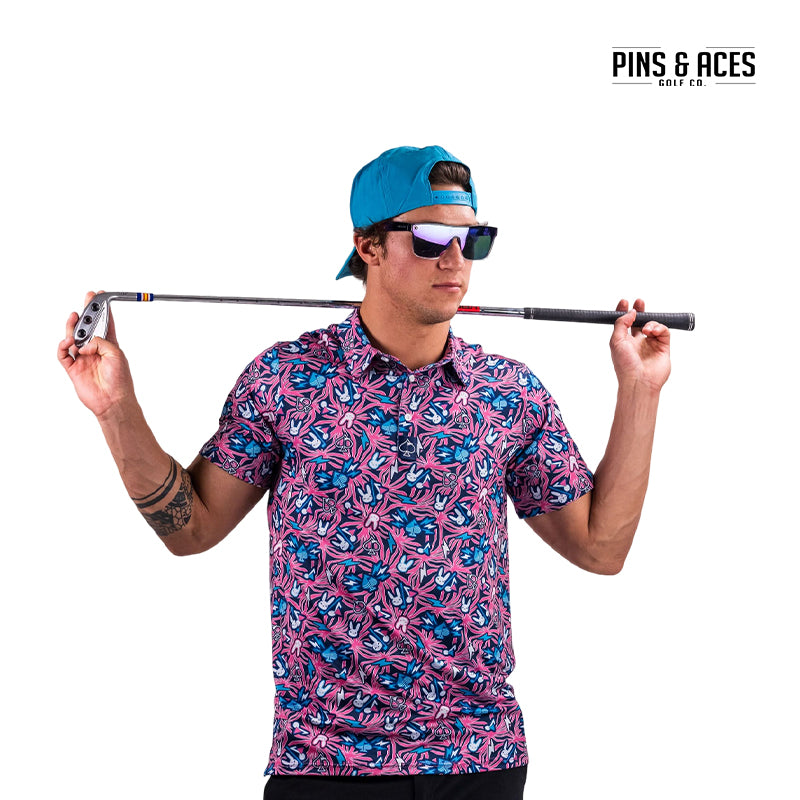 PINS&ACES POLO SHIRT GOOD BUNNY X FUNDACIÓN RIMAS PURPLE