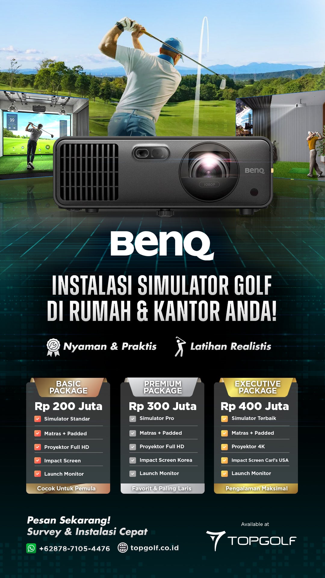 Paket Golf Simulator Indoor Premium