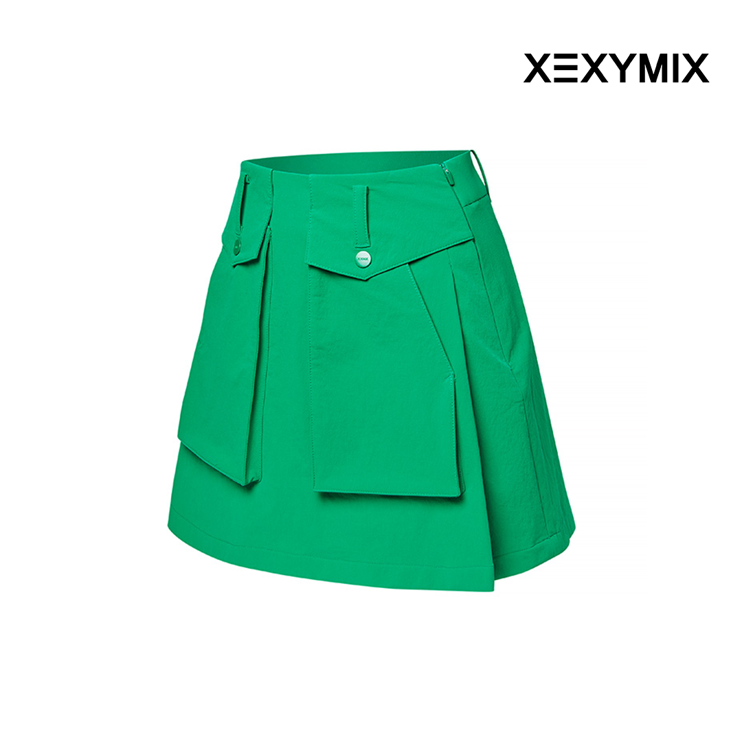 XEXYMIX BIG POCKET A LINE SKIRT XGFSK02J1 GREEN